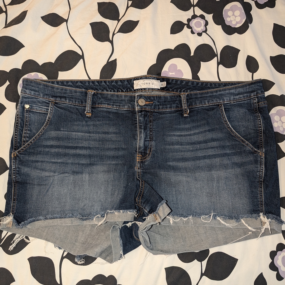 Torrid Dark Blue Denim Cutoff Shorts